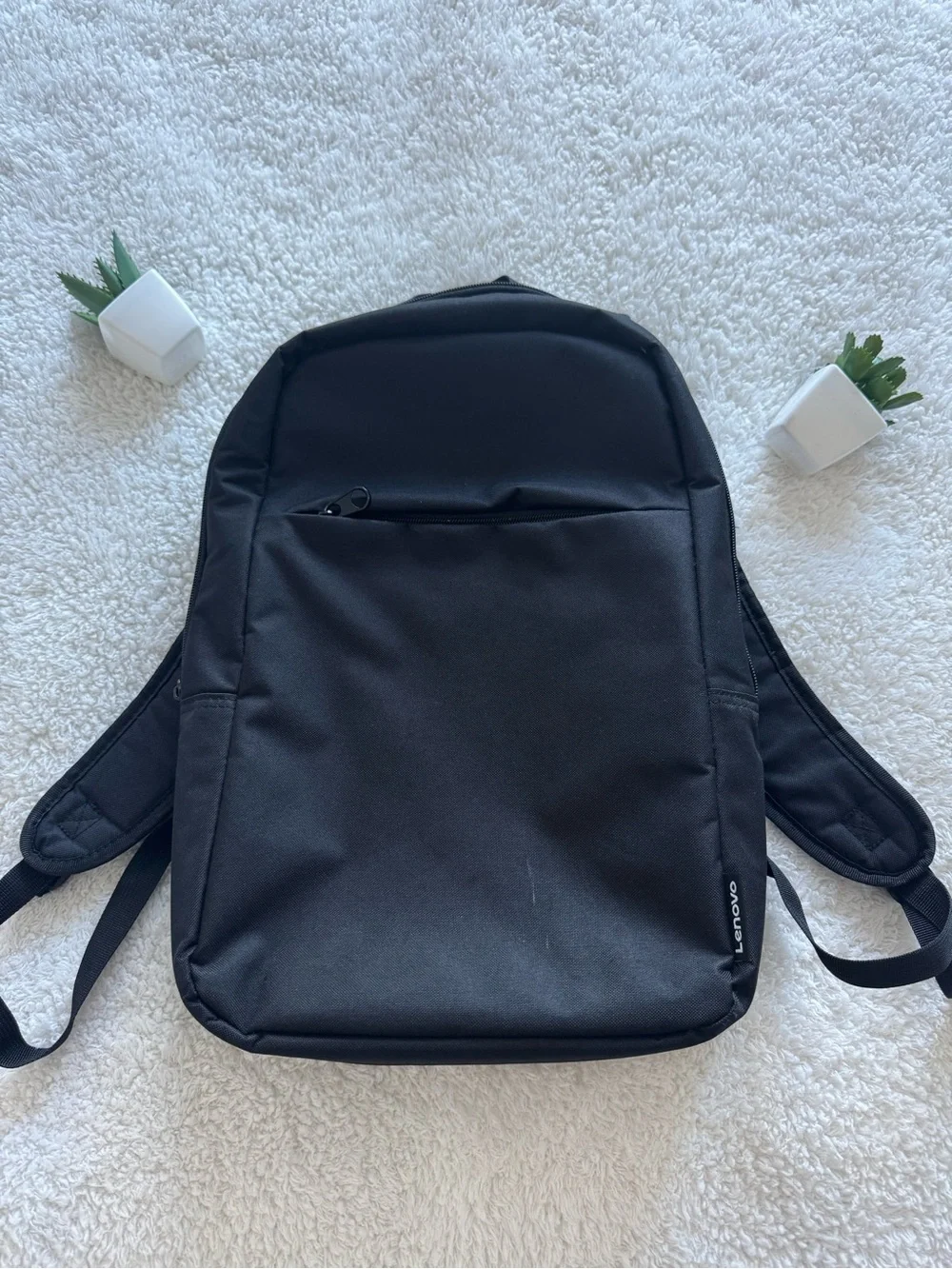 Lenovo Black Laptop Backpack with Padded Straps & Front Pocket – New